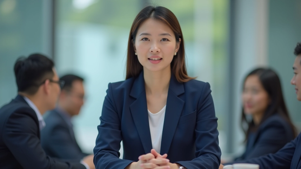 Professional woman speaking confidently in a boardroom with colleagues listening attentively